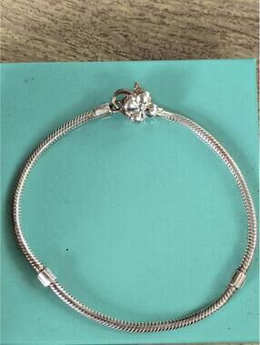 Sterling Sliver 18.9g Bracelet For Charms .925 Flower Shaped Clasp  9" L